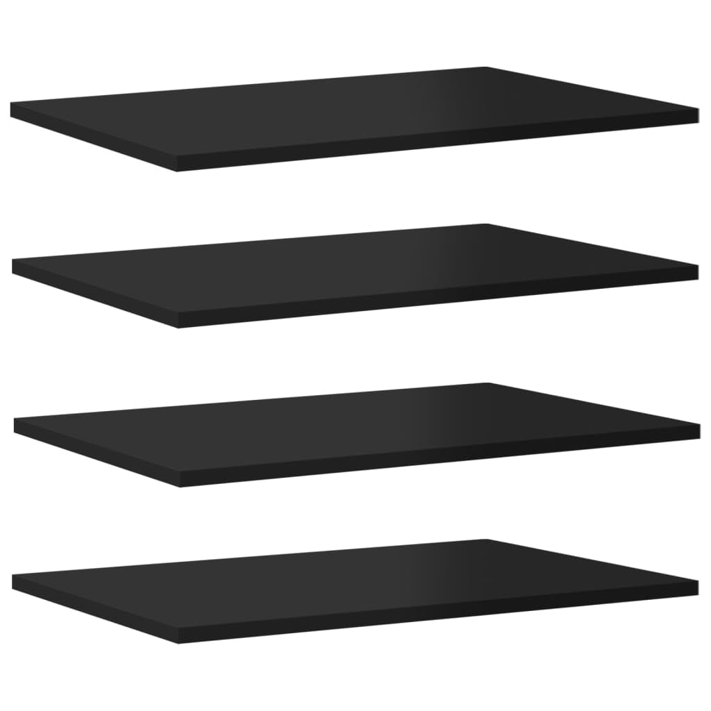 BURANIFUSION Bookshelf Boards 4 pcs High Gloss Black 23.6&quot;x15.7&quot;x0.6&quot; Chipboard