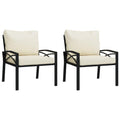 vidaXL Outdoor Patio Chairs with Cushions, Elegant Design with Curved Armrests, Powder-Coated Steel Construction, Black and Sand, Set of 2