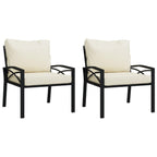 vidaXL Outdoor Patio Chairs with Cushions, Elegant Design with Curved Armrests, Powder-Coated Steel Construction, Black and Sand, Set of 2