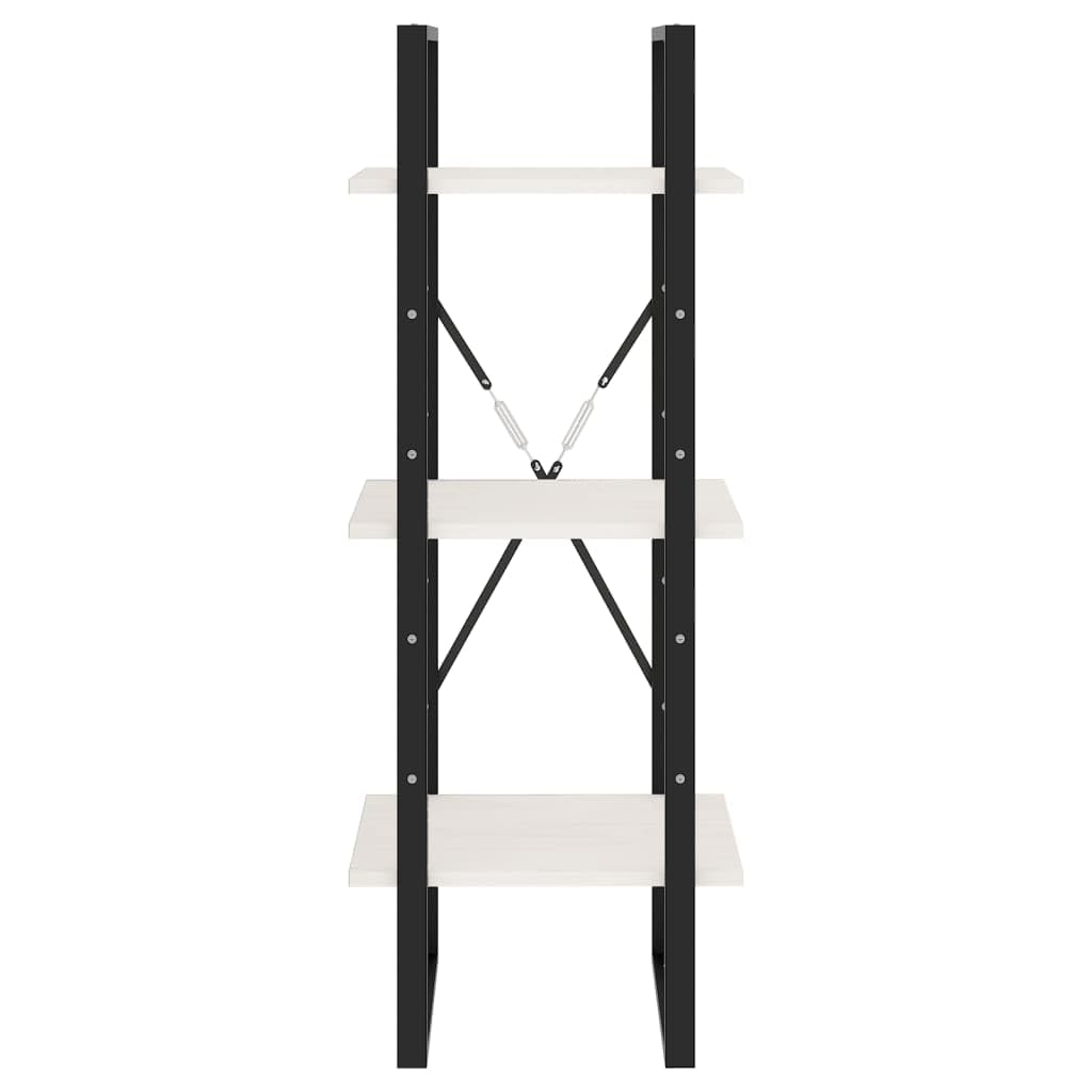 vidaXL 3-Tier Book Cabinet White 15.7&quot;x11.8&quot;x41.3&quot; Solid Pinewood