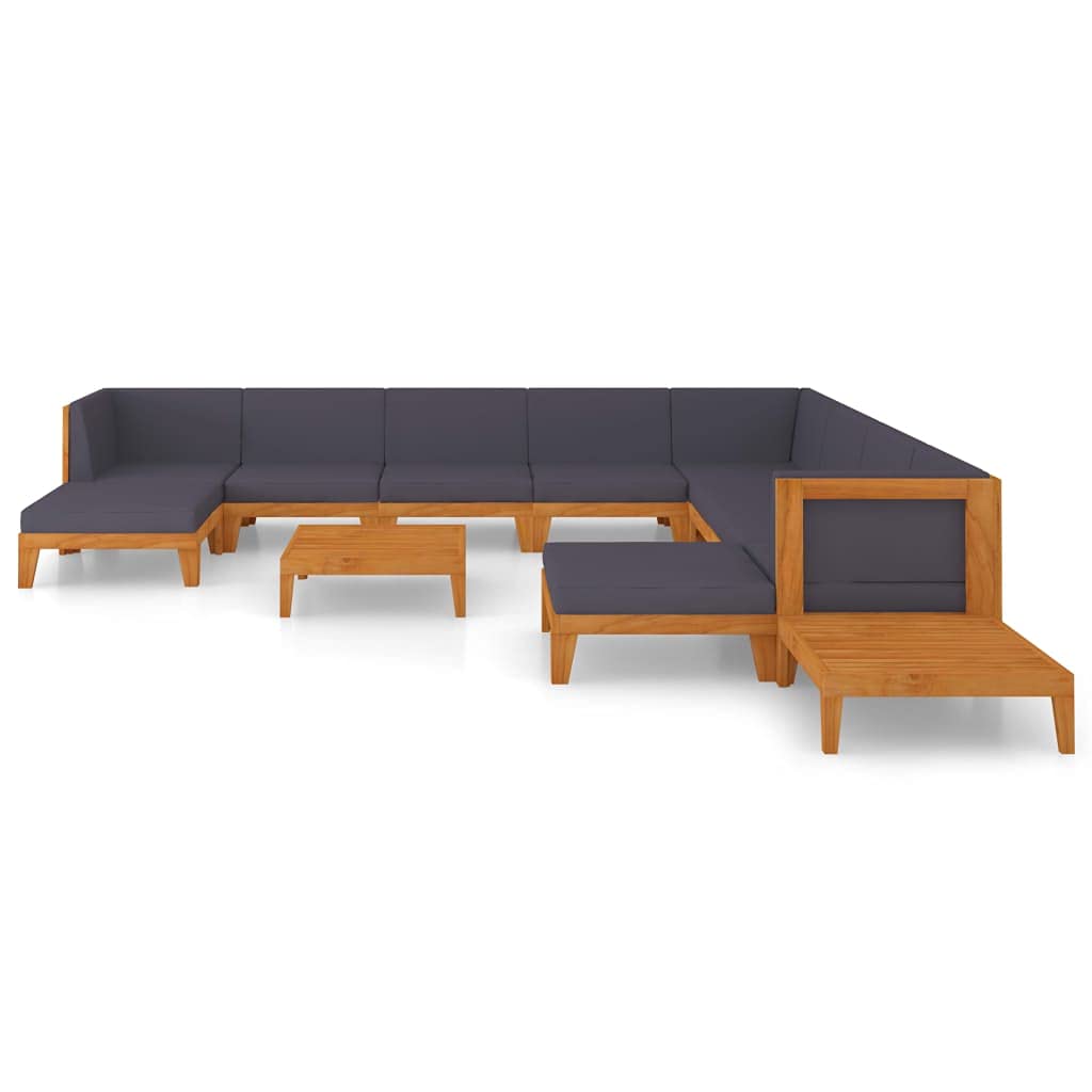 vidaXL Solid Acacia Wood Patio Lounge Set with Cushions 12 Piece Wooden Lounge Set Sofa Set Garden Outdoor Terrance Backyard Furniture