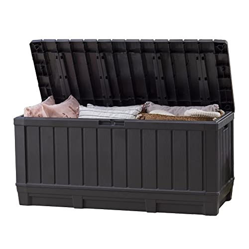 Keter Kentwood 92 Gallon Resin Deck Box-Organization And Storage For Patio Furniture Outdoor Cushions, Throw Pillows, Garden Too