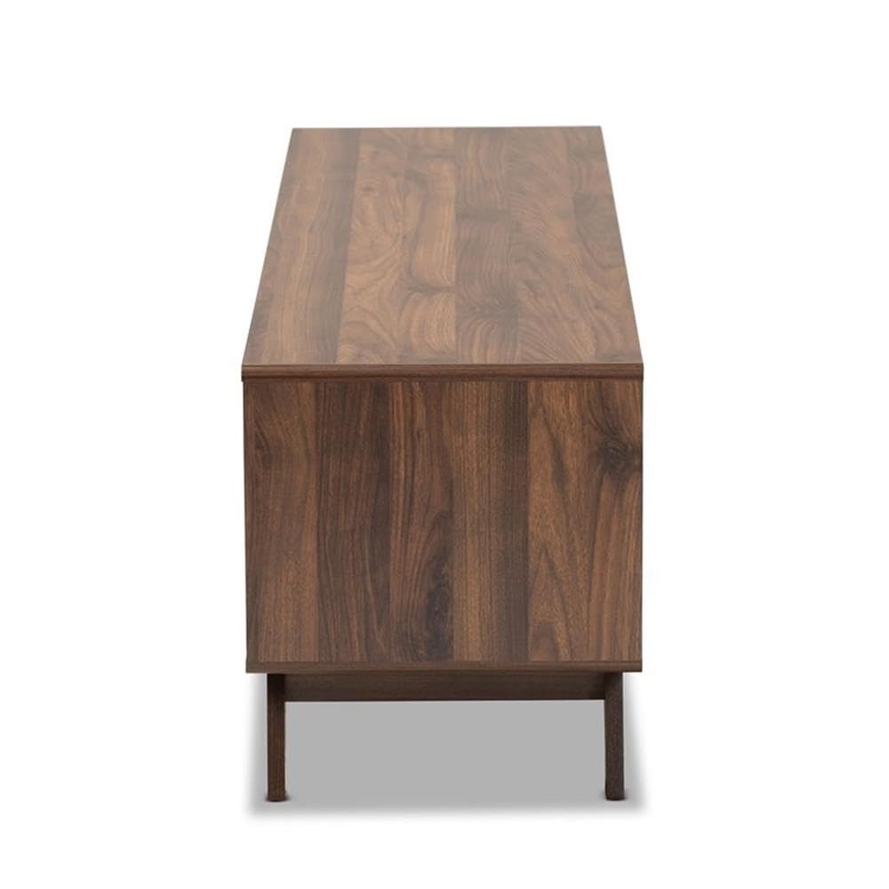 Baxton Studio Koji Mid-Century Modern Two-Tone Grey and Walnut Finished Wood 2-Drawer TV Stand