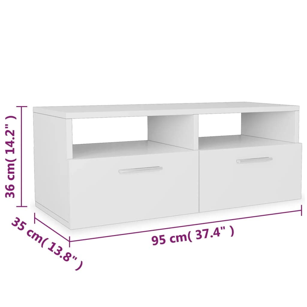 vidaXL TV Stand 2 Pcs, TV Unit for Living Room, Sideboard with Storage, TV Console Entertainment Center, Modern Style, Engineered Wood White