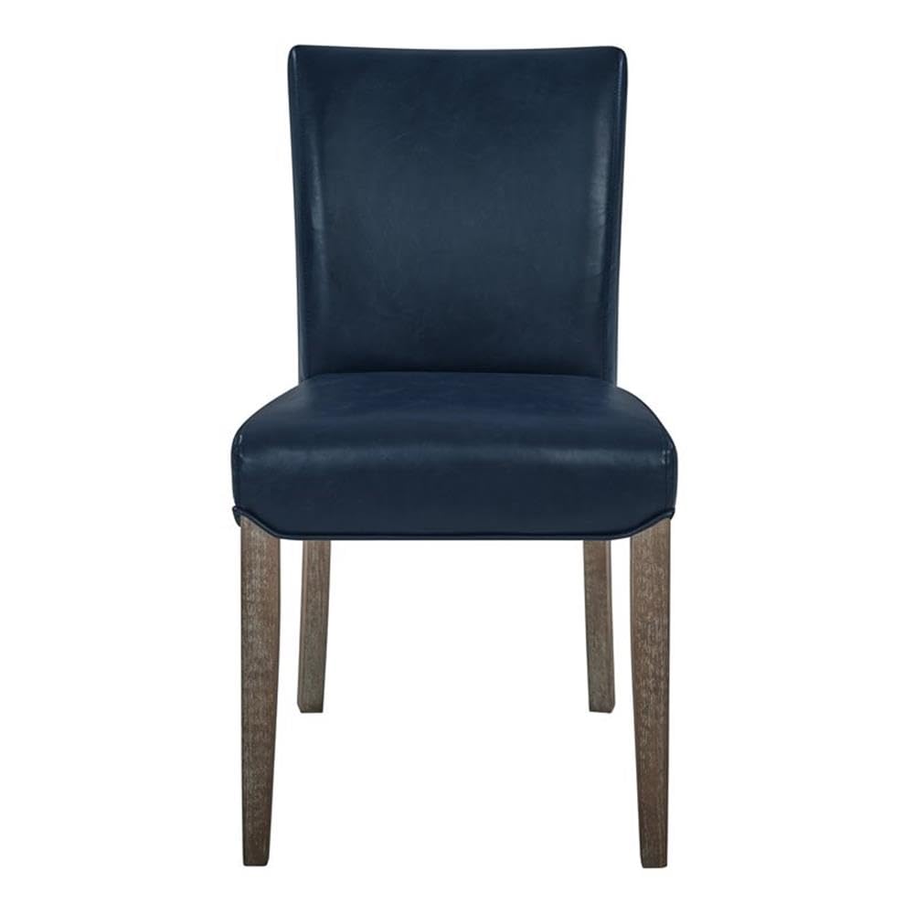 New Pacific Direct Beverly Hills Bonded Leather, Set of 2 Dining Chairs, Vintage Blue