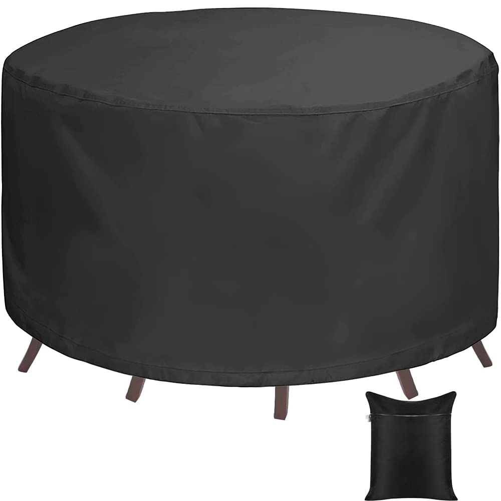 Round Patio Furniture Set Covers Skyour Waterproof Dustproof Round Table Chair Set Cover Outdoor Garden Round Coffee Table Dining Chair Furnitures Sets Covers (L: 90X43 In)