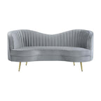 Coaster Home Furnishings Sophia Upholstered Loveseat with Camel Back Grey and Gold