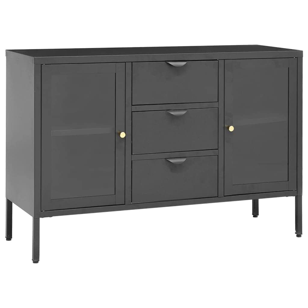 vidaXL Sideboard Anthracite 41.3&quot;x13.8&quot;x27.6&quot; Steel and Tempered Glass