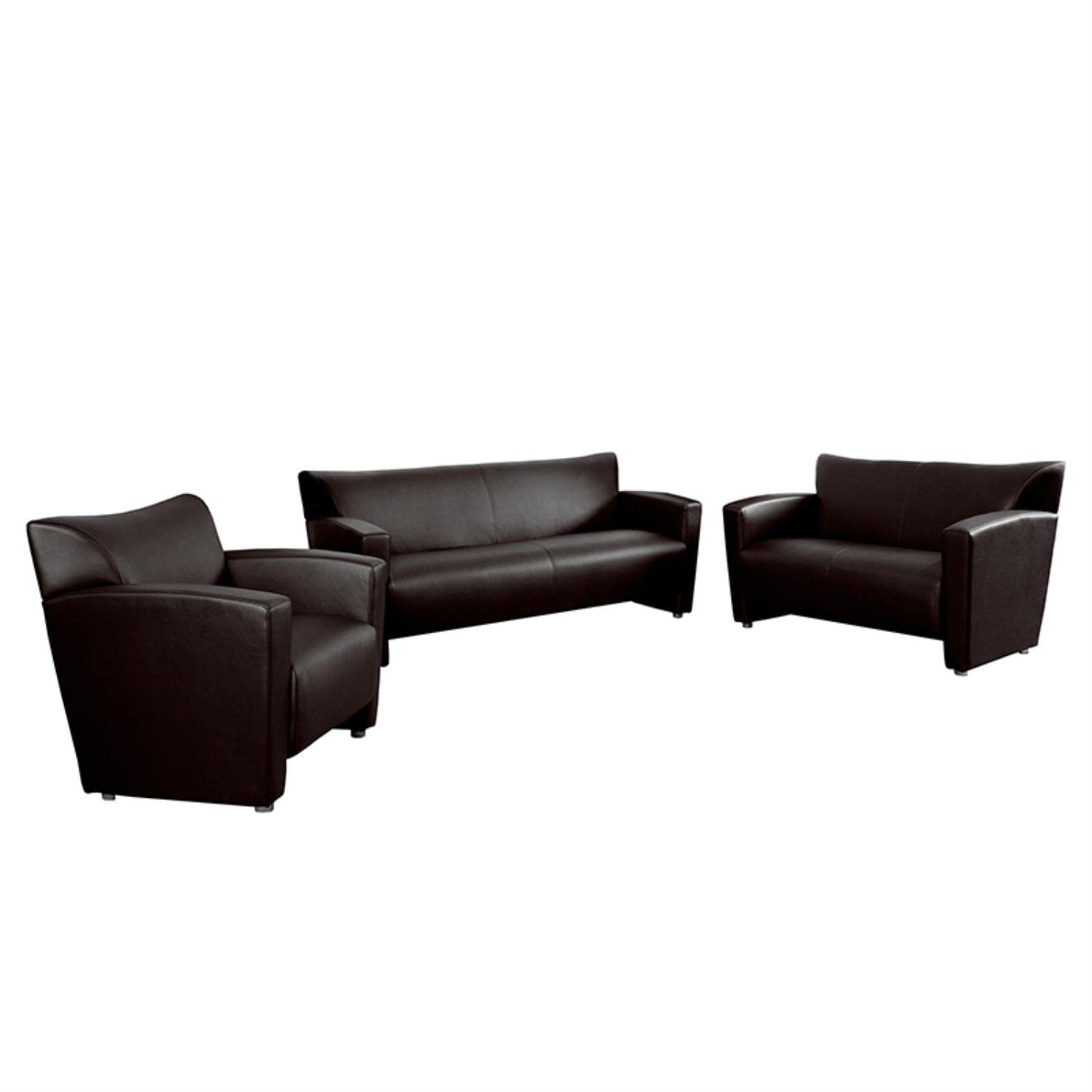 Flash Furniture Hercules Majesty Series Reception Set In Brown Leathersoft