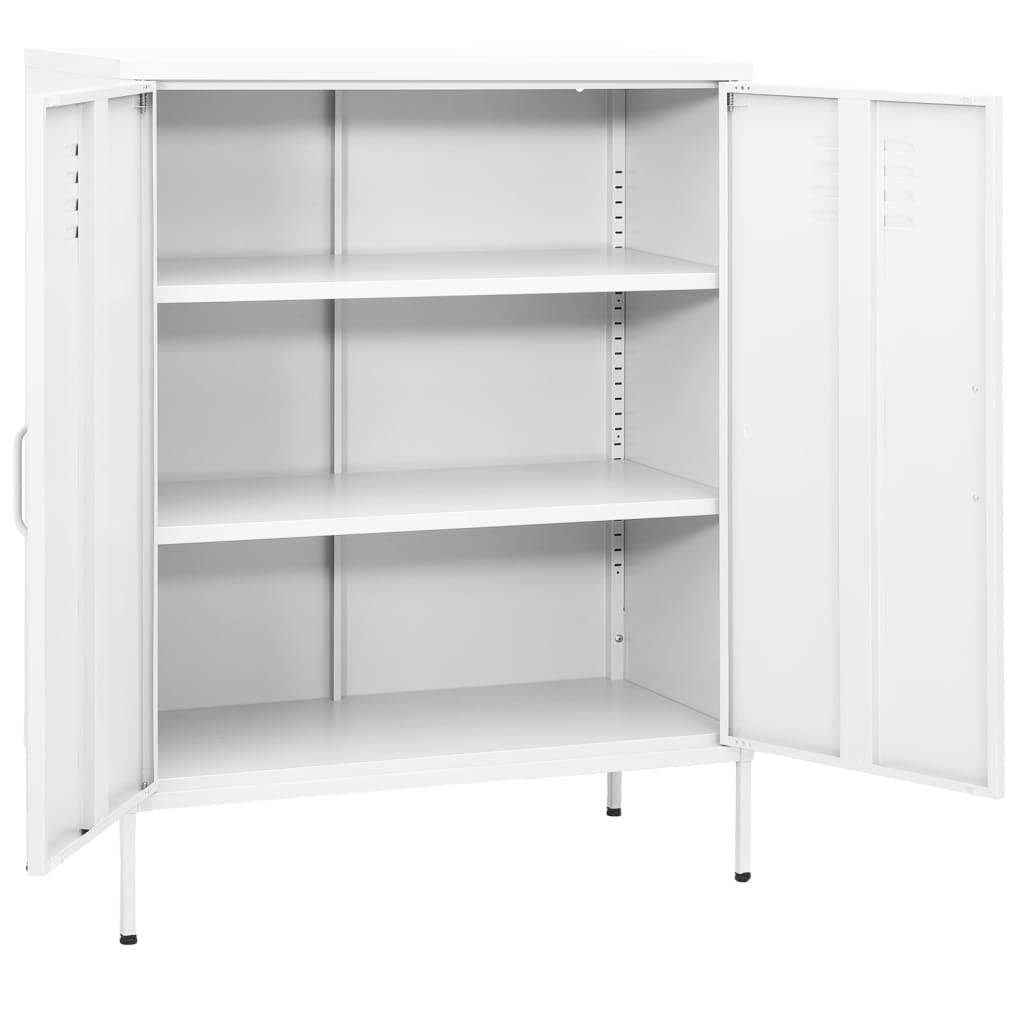 vidaXL Home Decor Storage Cabinet - Steel Made, 31.5&quot;x13.8&quot;x40&quot;, Features Adjustable Shelves and Levelers, Industrial Style, White
