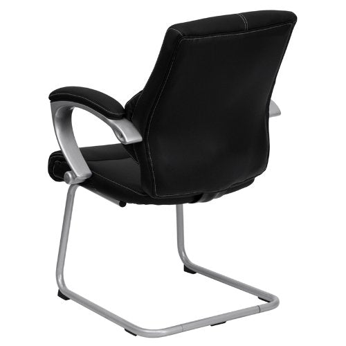 Flash Furniture Tristan Black LeatherSoft Executive Side Reception Chair with Silver Sled Base