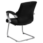 Flash Furniture Tristan Black LeatherSoft Executive Side Reception Chair with Silver Sled Base