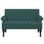 vidaXL 47" W Small Loveseat, Fabric Chesterfield Sofa with Button Tufting & Rolled Armrests for Small Spaces, 2 Seater Couch for Living Room & Bedroom, Dark Green