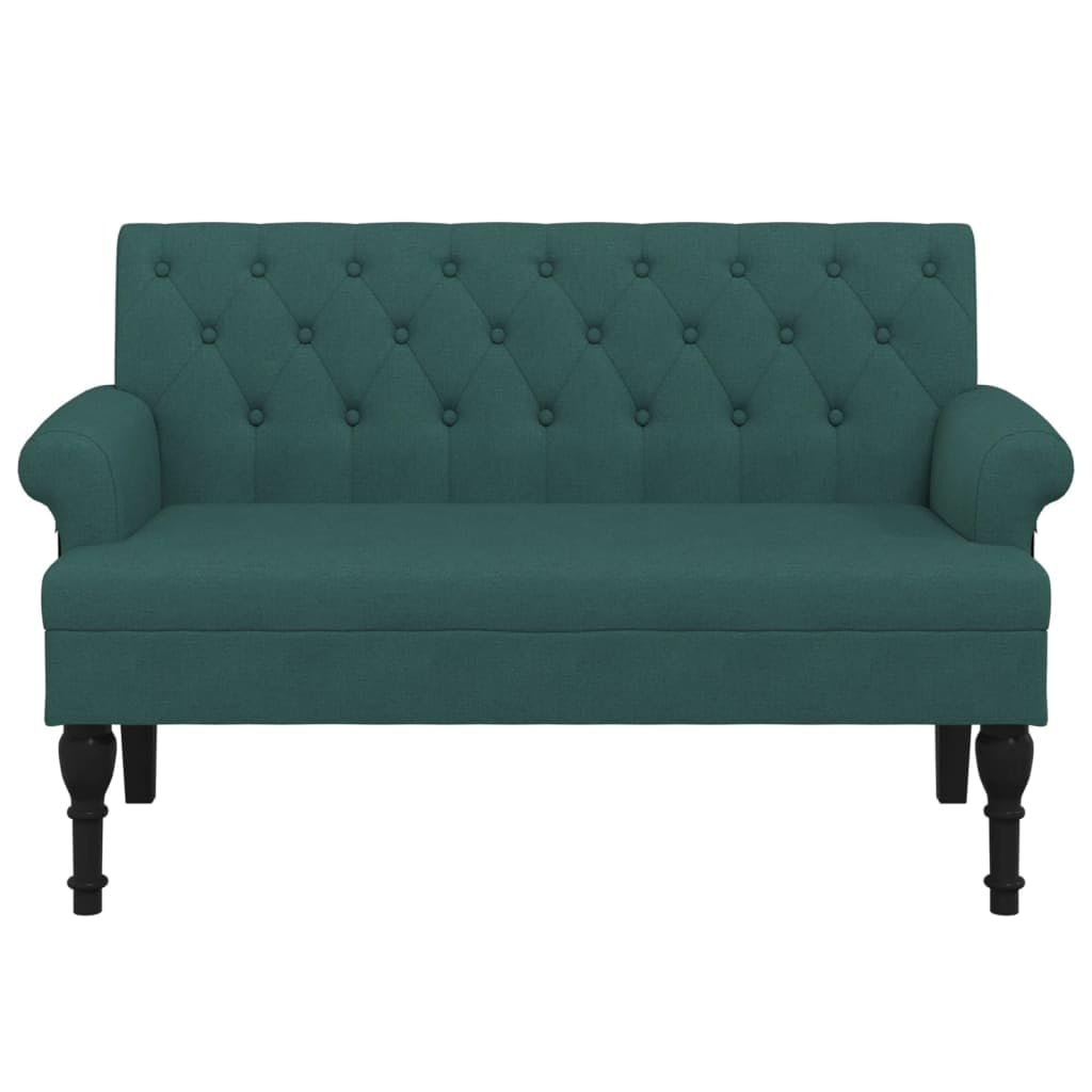 vidaXL 47" W Small Loveseat, Fabric Chesterfield Sofa with Button Tufting & Rolled Armrests for Small Spaces, 2 Seater Couch for Living Room & Bedroom, Dark Green