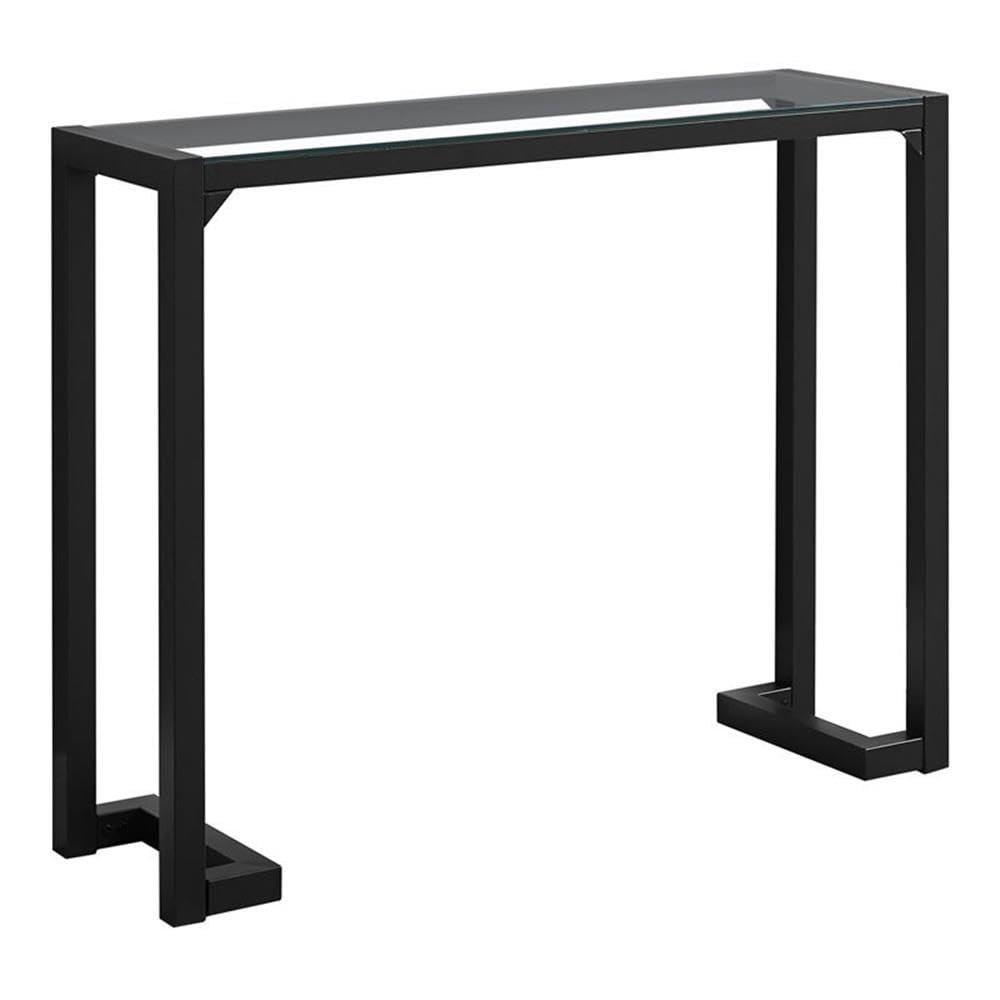 Monarch Specialties I Accent Table-42 L Tempered Glass Hall Console, Black