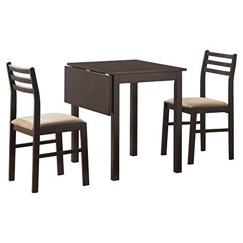Monarch Specialties 3-Piece Solid-Top Drop Leaf Dining Set