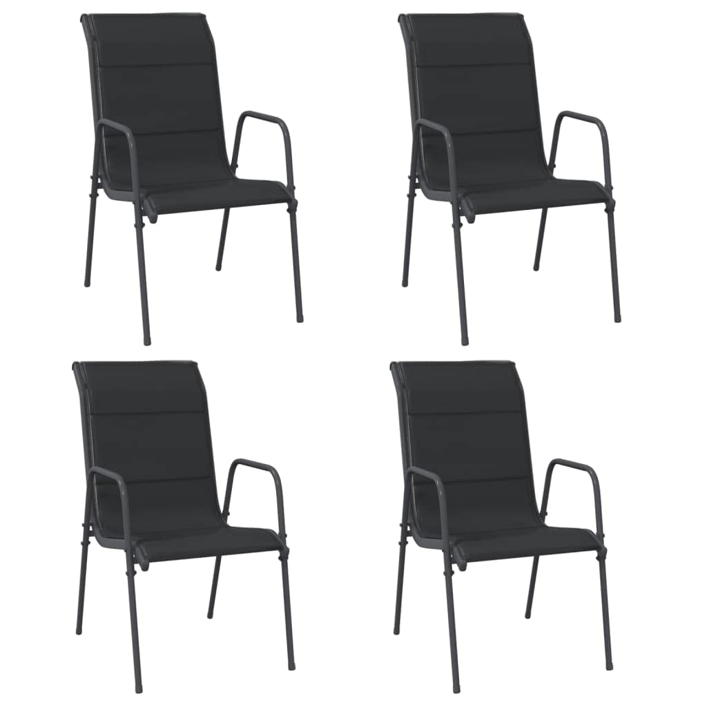 Bussandri Exclusive Garden Chairs Set of 4 Steel and Textilene Black