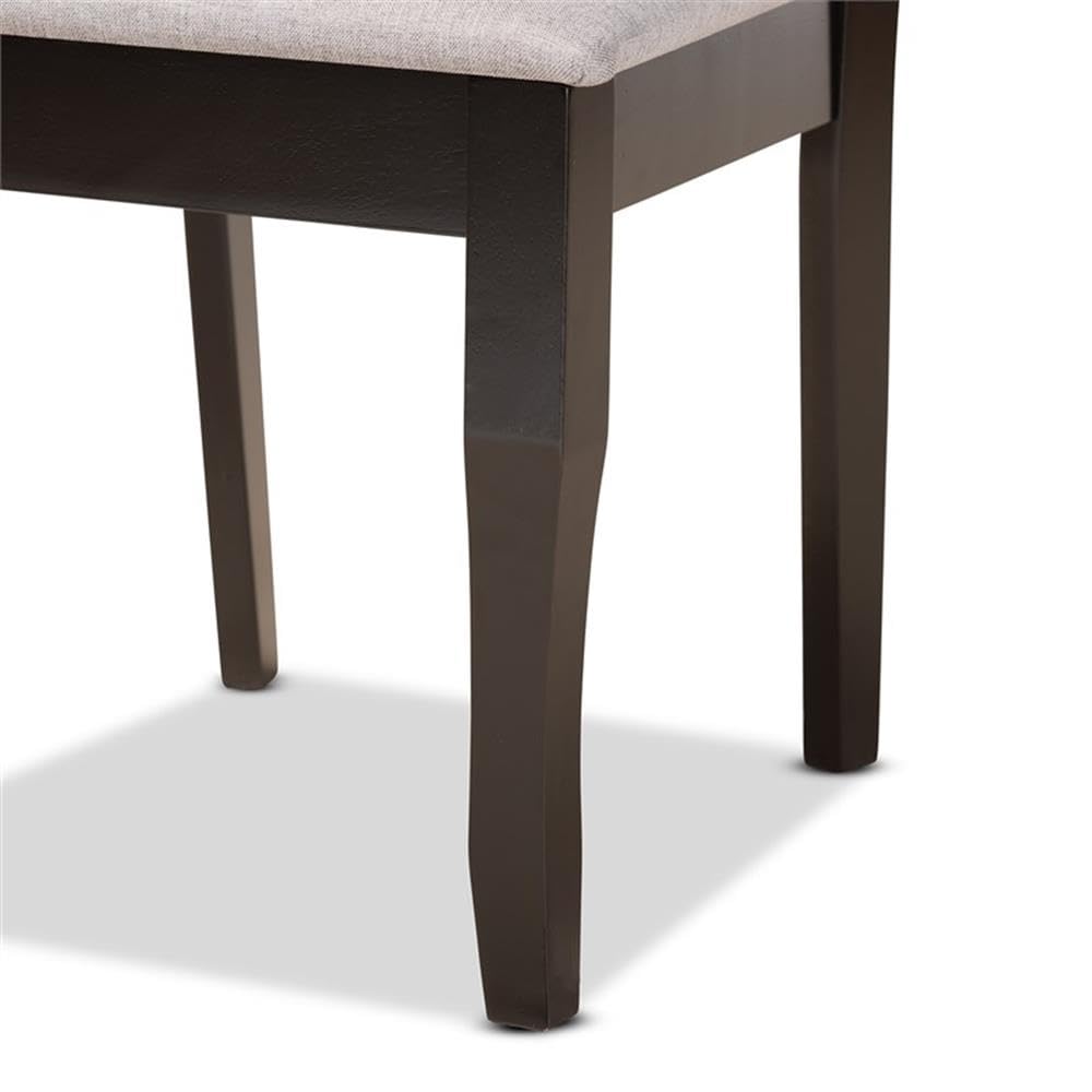 Baxton Studio Verner Modern and Contemporary Grey Fabric Upholstered and Dark Brown Finished Wood 2-Piece Dining Chair Set