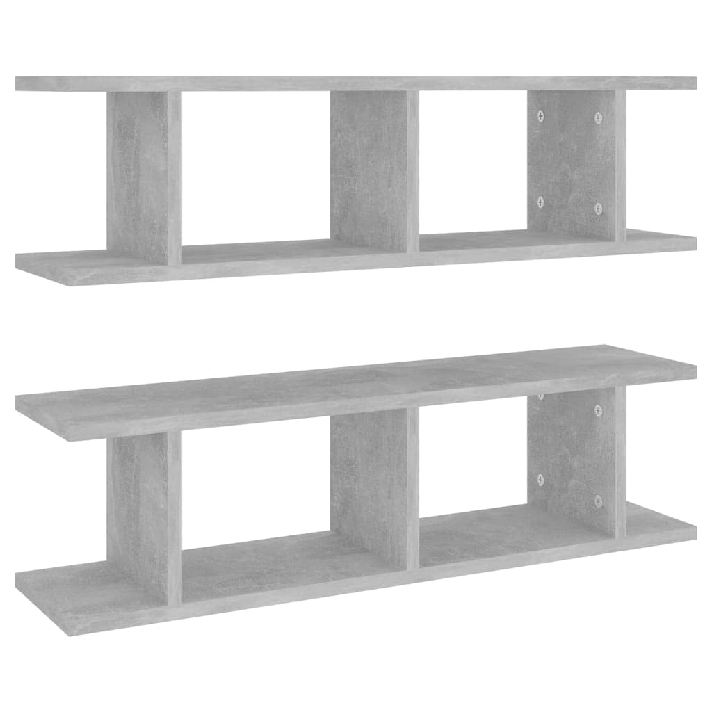 Vidaxl 2 X Wall Shelves, Floating Shelves, Wall Shelves, Decorative Shelves, Bookcase, Wall Shelves, Concrete Grey, 75 X 18 X 20 Cm, Wood Material