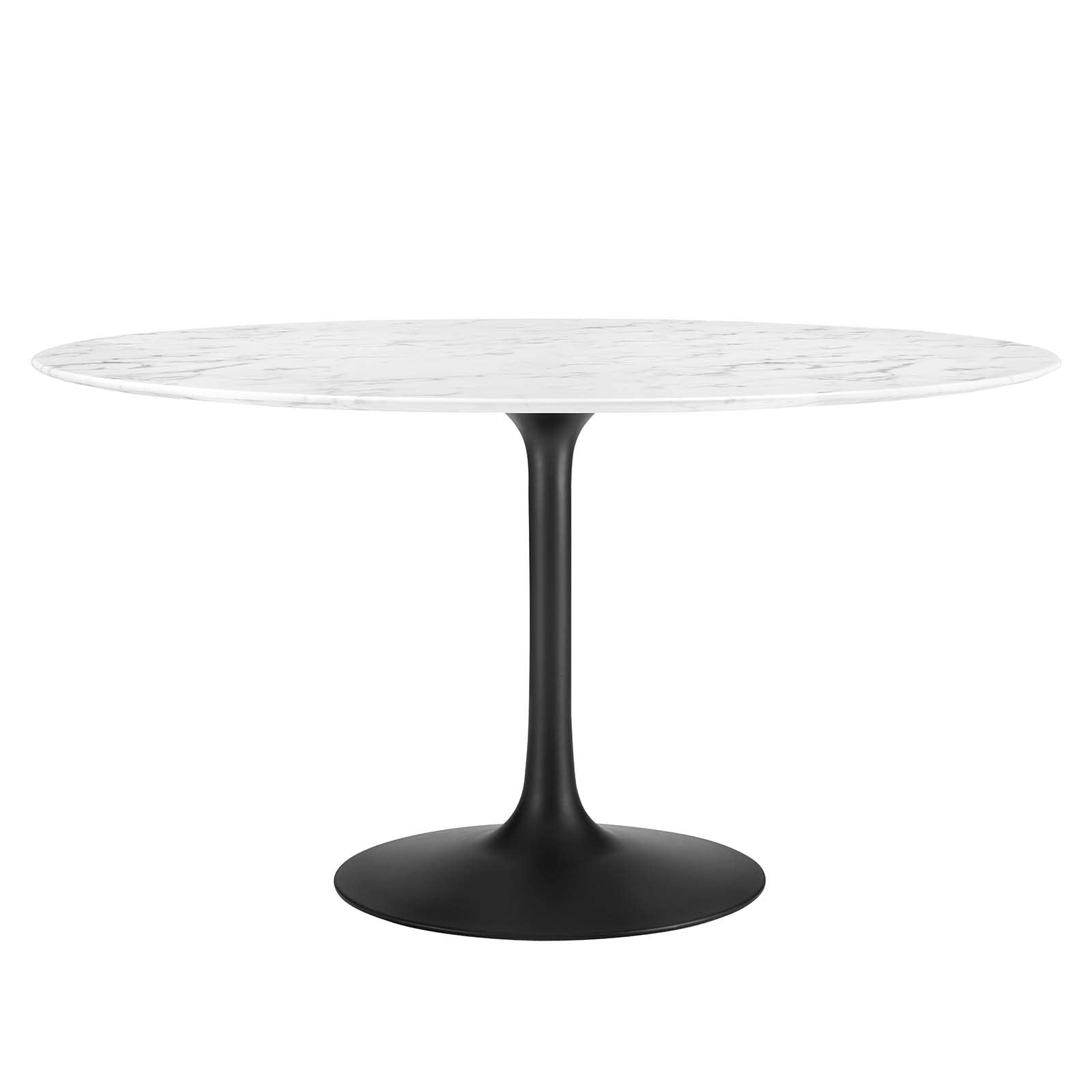 Modway Lippa 54&quot; Round Artificial Marble Dining Table, Top, Black Base