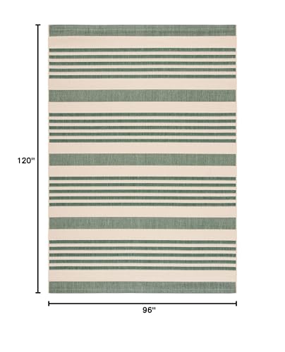 Safavieh Courtyard Collection 8' X 10' Beige/Dark Green Cy6062 Stripe Indoor/ Outside Waterproof Easy Cleansingpatio Backyard Mu