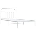 vidaXL 12 Inch Twin XL Metal Bed Frame with Headboard, No Box Spring Needed, Noise Free Platform Bed Frame with Steel Slats, Easy Assembly, Under Bed Storage, Minimalist, White