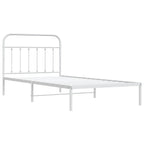vidaXL 12 Inch Twin XL Metal Bed Frame with Headboard, No Box Spring Needed, Noise Free Platform Bed Frame with Steel Slats, Easy Assembly, Under Bed Storage, Minimalist, White