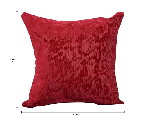 Blazing Needles Square Polyester Jacquard Throw Pillows, 17&quot;, Ashfield Claret 2 Count