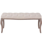 vidaXL Classically Designed Cream White Bench with Resistant Linen Upholstery, Solid Wood Frame, Elegant Cabriole Legs and Easy Assembly - 43.3" x 15" x 18.9”