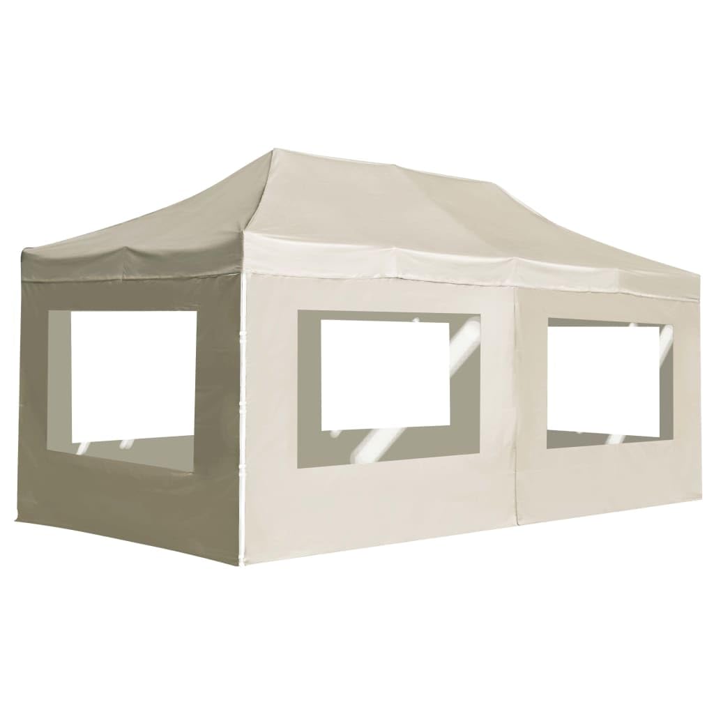 'vidaXL Professional Folding Tent-Aluminum, 19.7'x9.8' Cream Outdoor Party Shelter with PVC Coated Oxford Fabric and PVC Windows