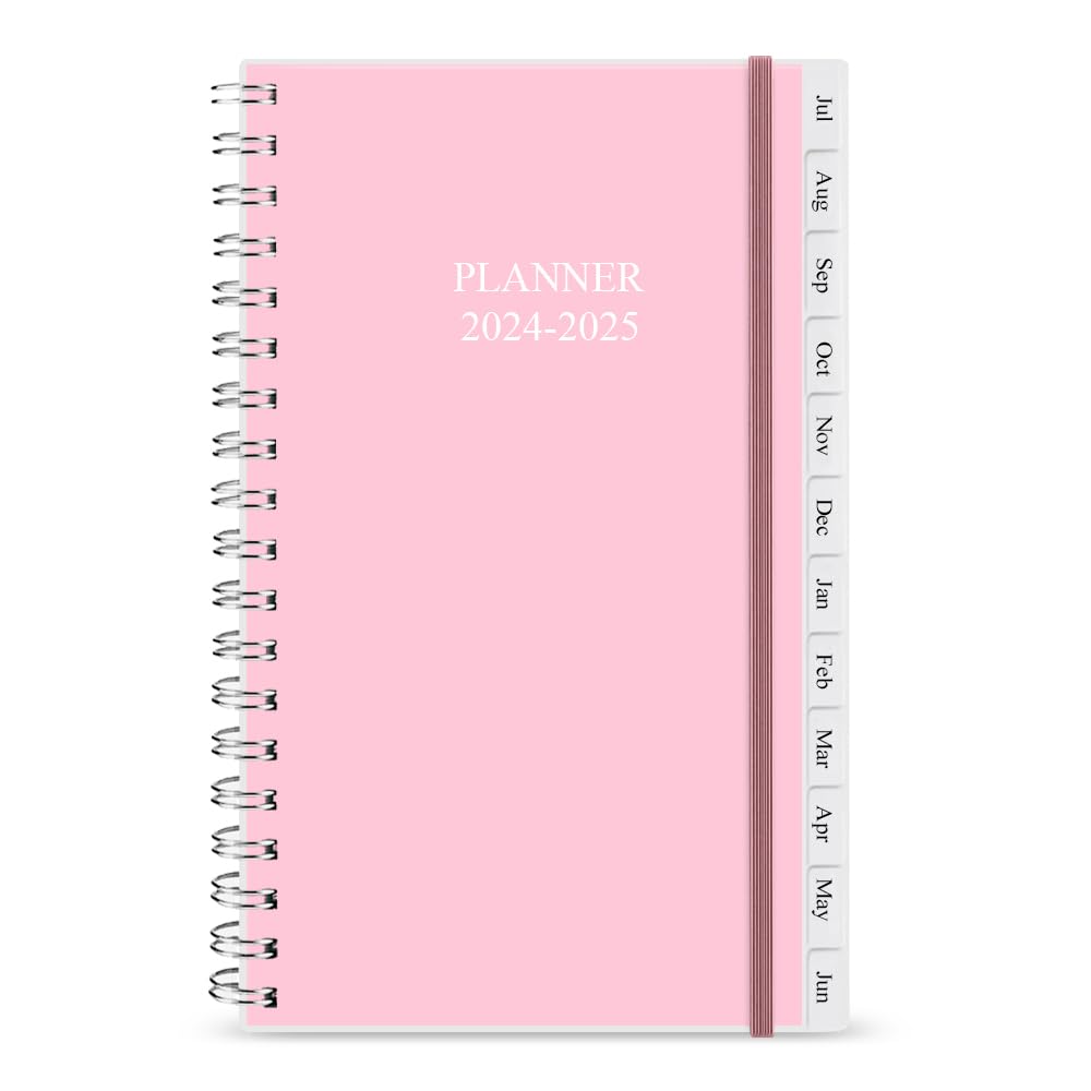 2024-2025 Pocket Planner, A6 Weekly Planner With Monthly Tabs, Run July 2024-June 2025, Elastic Closure, Twin-Wire Binding, Easy