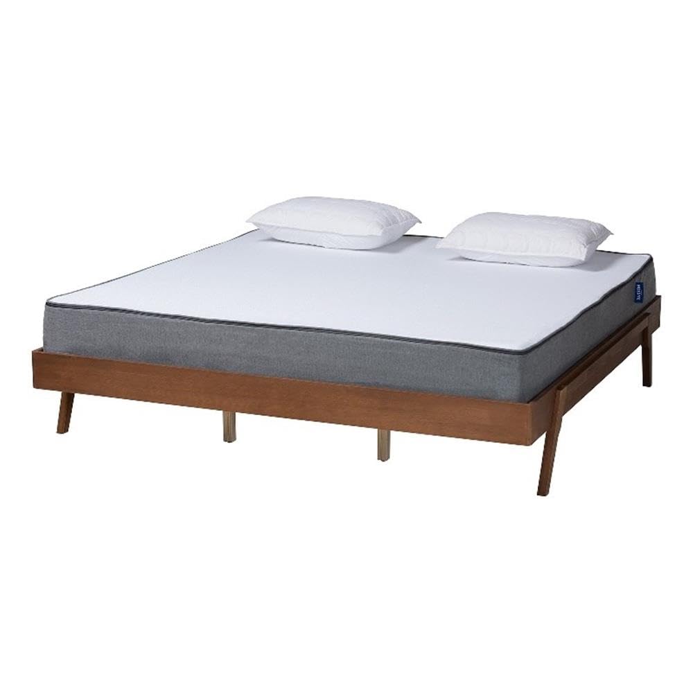 Baxton Studio Sarita Mid-Century Modern Ash Walnut Finished Wood King Size Bed Frame