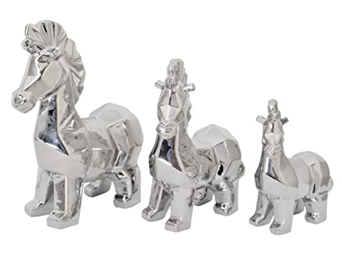 Afd Home Mirrored Chrome Horses Set Of 3