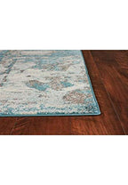 HomeRoots 8'X10' Ivory Teal Machine Woven Abstract Watercolor Indoor Area Rug
