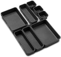 Homaxa Plastic Set Of 8 (Dark Grey) Interlocking Drawer Organizer For Cutlery & Desk Storage Set, Divider Or Separator Trays For