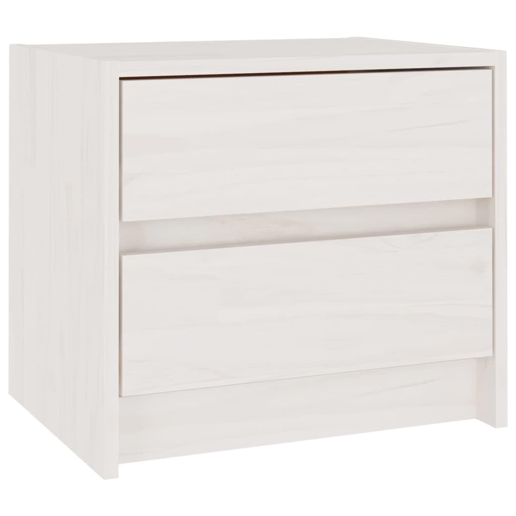 vidaXL Bedside Cabinet White 15.7&quot;x12&quot;x14&quot; Solid Wood Pine