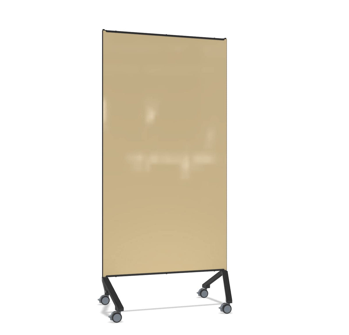 Ghent Pointe Magnetic Mobile Glassboard, Beige Painted Glass W/ Black Frame, 77&Quot; H X 36&Quot; W