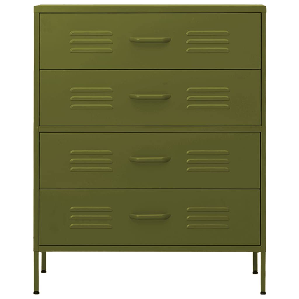 vidaXL Practical Design Chest of Drawers - Olive Green - Durable Steel Construction - Adjustable Height - 31.5"x13.8"x40" with Extendable Drawers