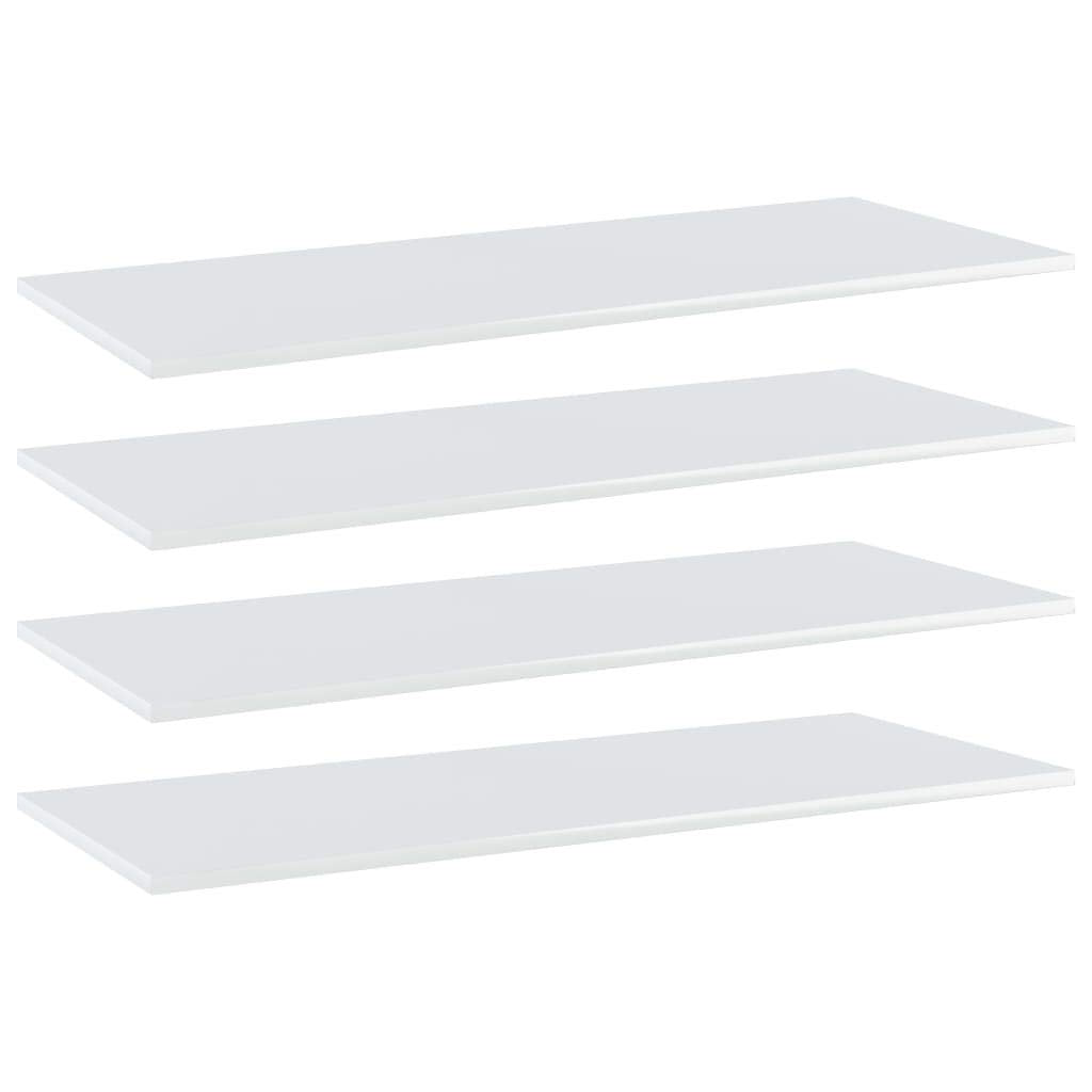 vidaXL High Gloss White Bookshelf Boards - Set of 4, 39.4&quot;x15.7&quot;x0.6&quot; - Modern Design, Engineered Wood, Easy to Clean, Versatile Usage