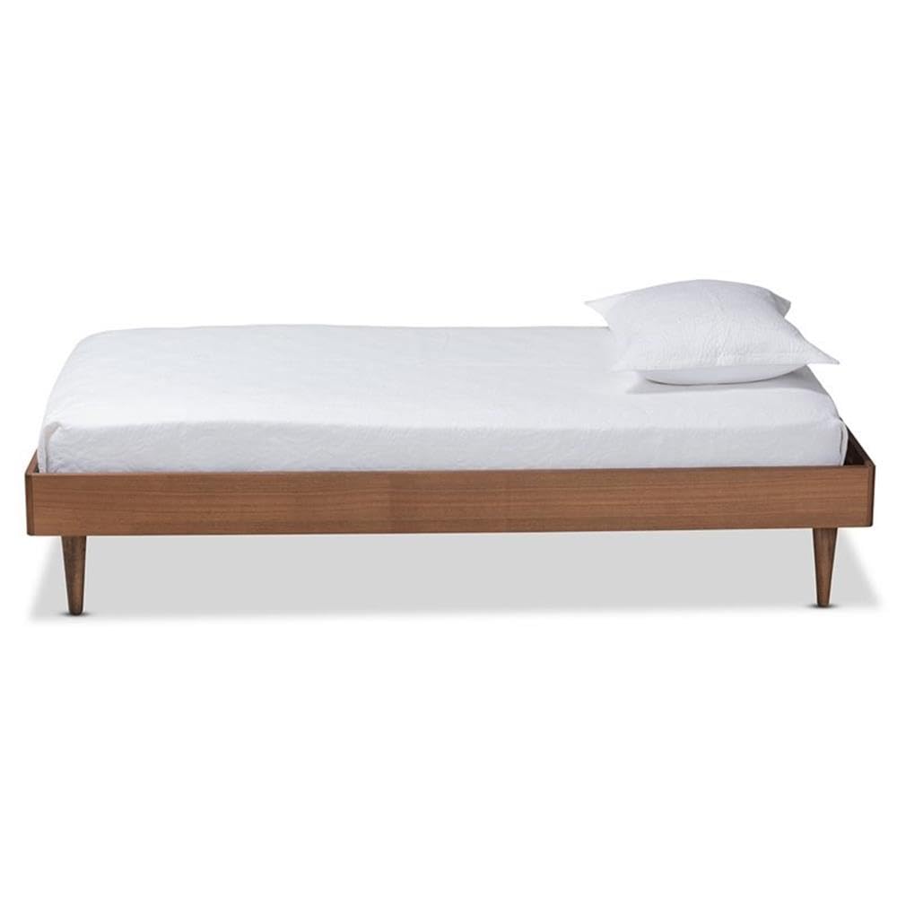 Baxton Studio Rina Mid-Century Modern Ash Walnut Finished Wood Twin Size Platform Bed Frame