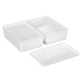 White Storage Containers With Lids: 2 Pack Small Plastic Bins for Desk