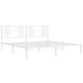 vidaXL White Steel King-Sized Metal Bed Frame with Headboard - 81.5"x78"x35.4" - Elegant Bedroom Furniture with Under Storage Space