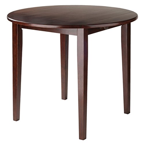 Ergode Clayton Round Drop Leaf Dining Table - Versatile & Elegant Walnut Table for Small Spaces - 36" Surface - Solid Wood - Easy Assembly - 35.98" W x 35.98" D x 29.13" H - 33.95 lbs