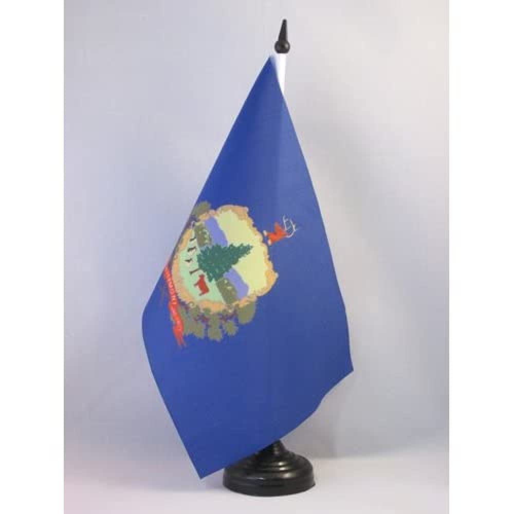 Vermont Table Flag 5' X 8' - Us State Of Vermont Desk Flag 21 X 14 Cm - Black Plastic Stick And Base - Az Flag