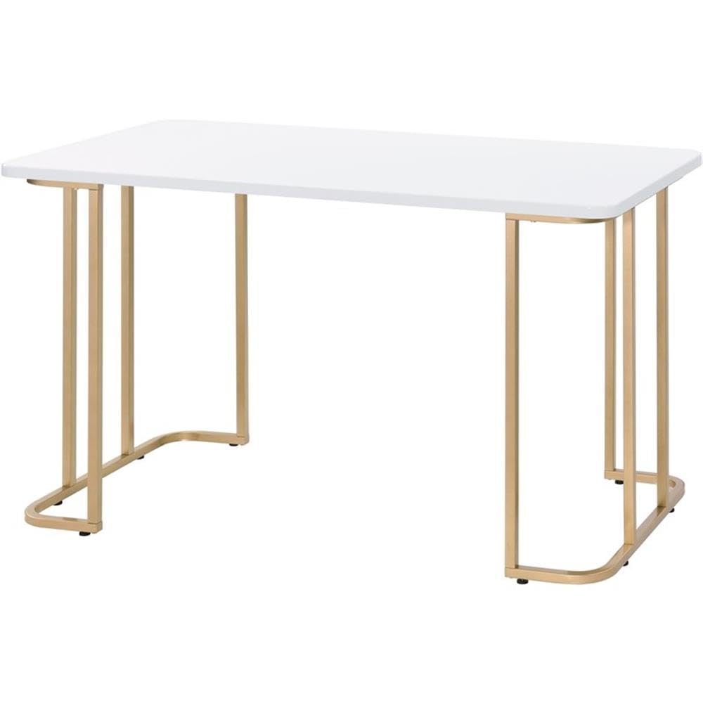 Casafoyer Estie Chic Writing Desk With Gold Metal Base  White Top ( Pack Of 2 )