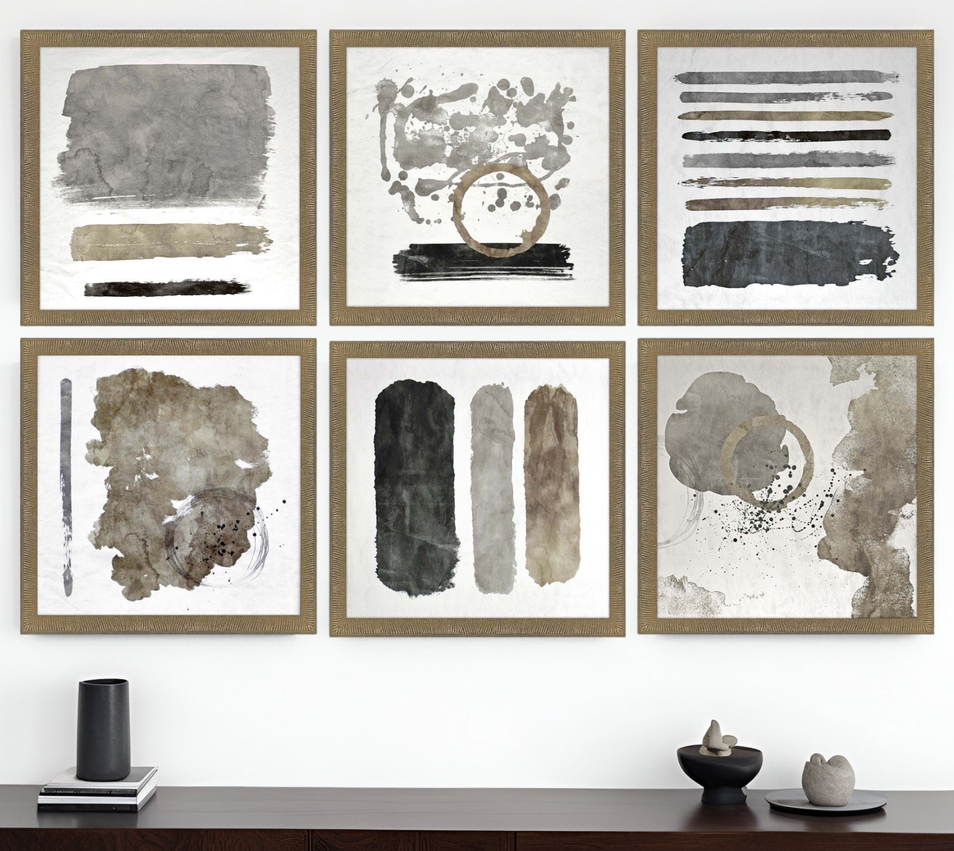 Set of Six City Loft Gold Framed Print Wall Art