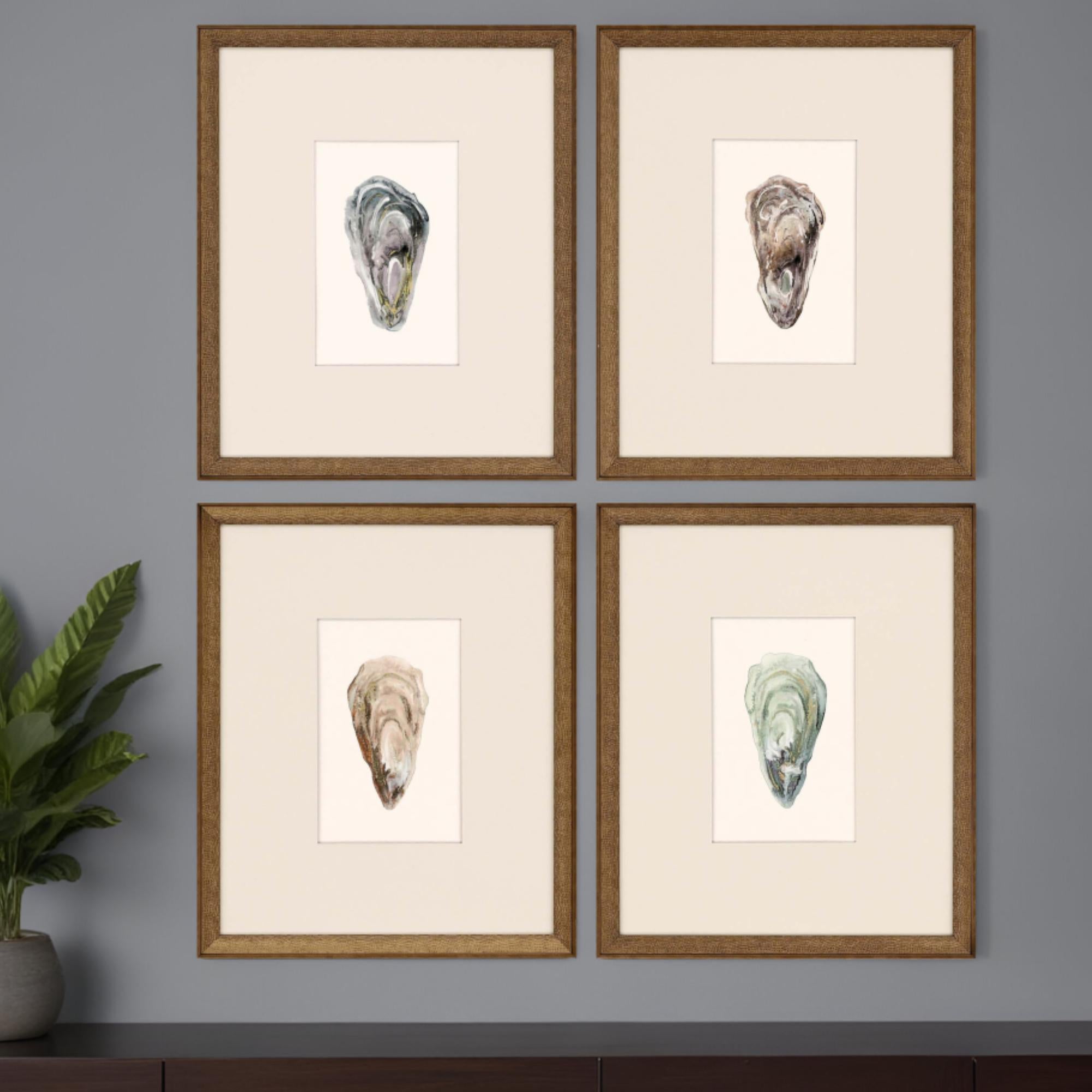 Set Of Four Ocean Blades Gold Framed Print Wall Art