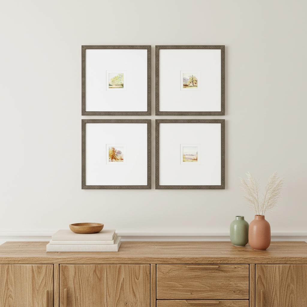 Set Of Four Petite Sunrise Gold Framed Print Wall Art