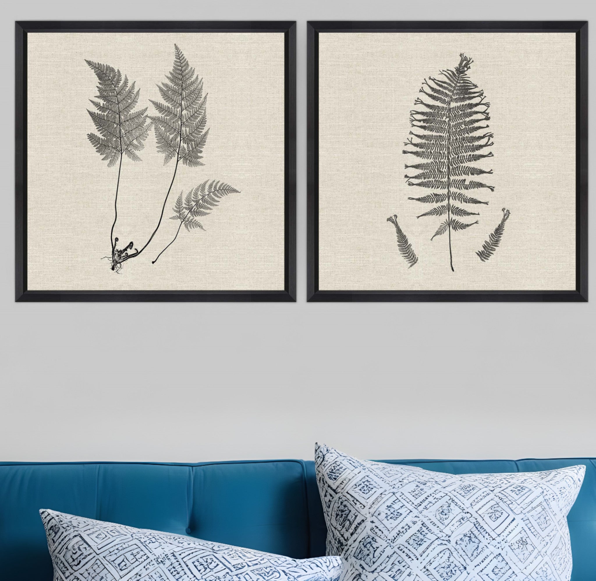 Set Of Two Modern Ferns I Brown Framed Print Wall Art