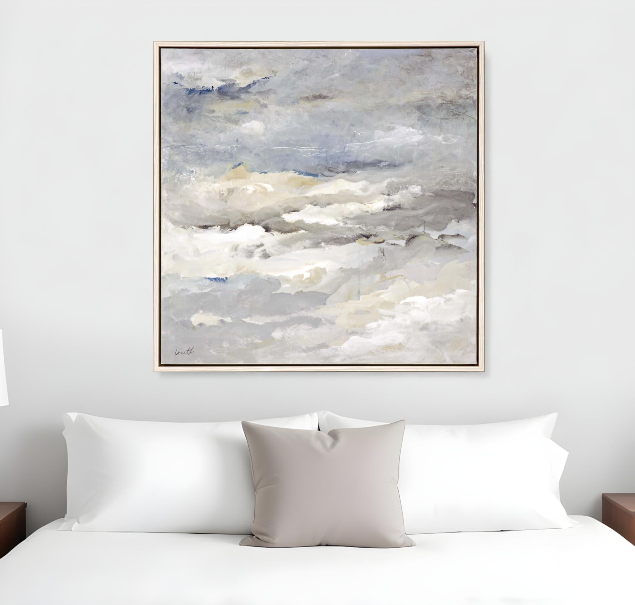 Sea Meets Sky White Floater Frame Print Wall Art